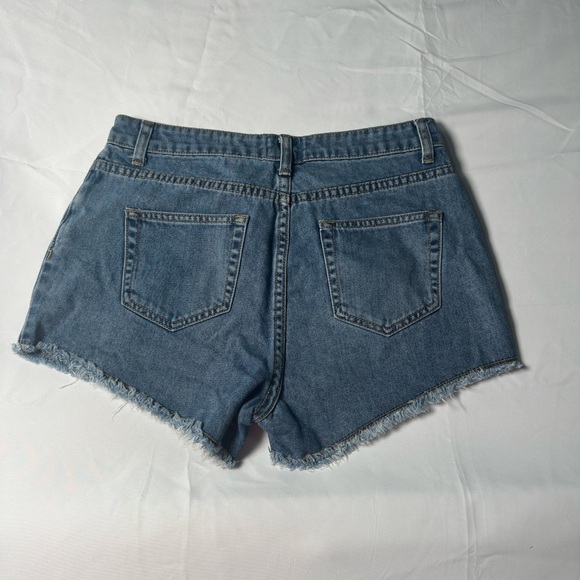 Gianni Bini Blue and Yellow Jean Shorts with Southwestern Embroidery - Picture 2 of 7